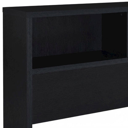 Black Full Headboard with Built-In Bookcase and Plastic Glide for Full Bed