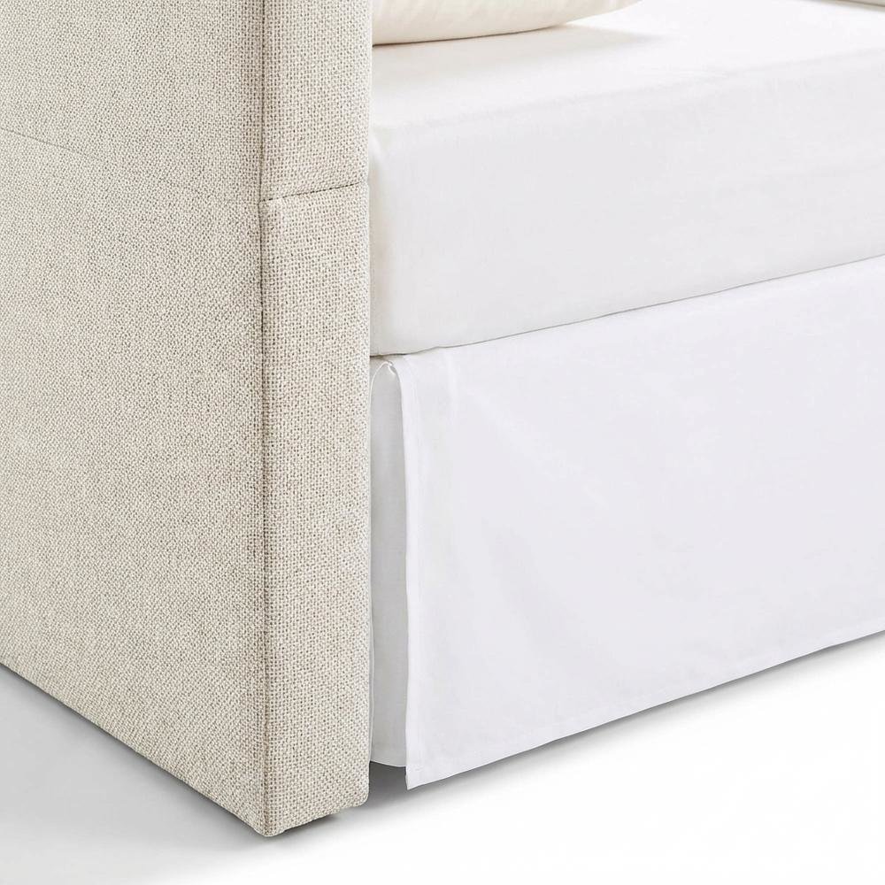 Ivory Upholstered Twin Panel Headboard, Polyester Fabric, Transitional Design