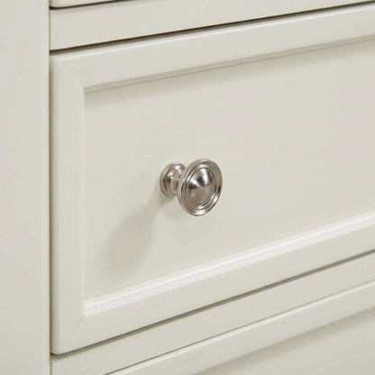 Cream White Bedroom Nightstand with 3 Drawers and Coastal Style