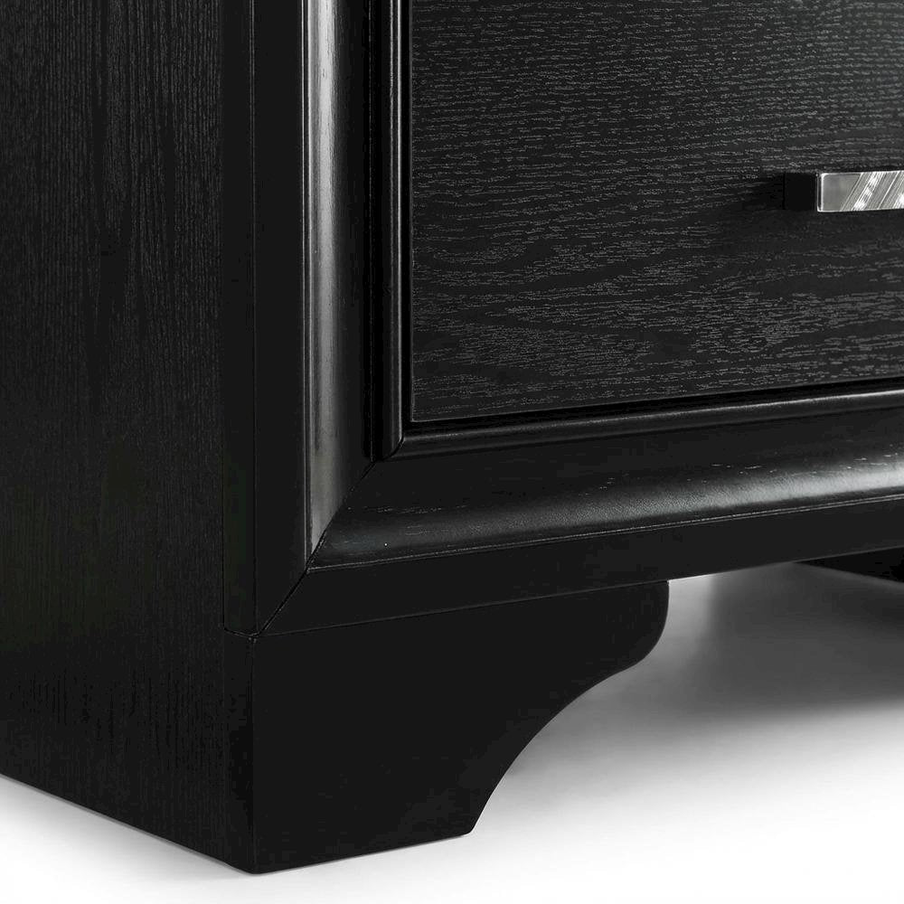 Black Contemporary Bedroom Nightstand with Crystal Finish and Two Drawers
