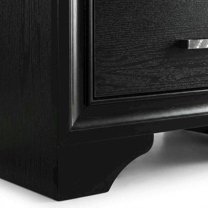 Black Contemporary Bedroom Nightstand with Crystal Finish and Two Drawers
