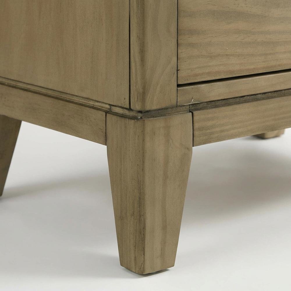 Pine Nightstand with Glass Top and Modern Style