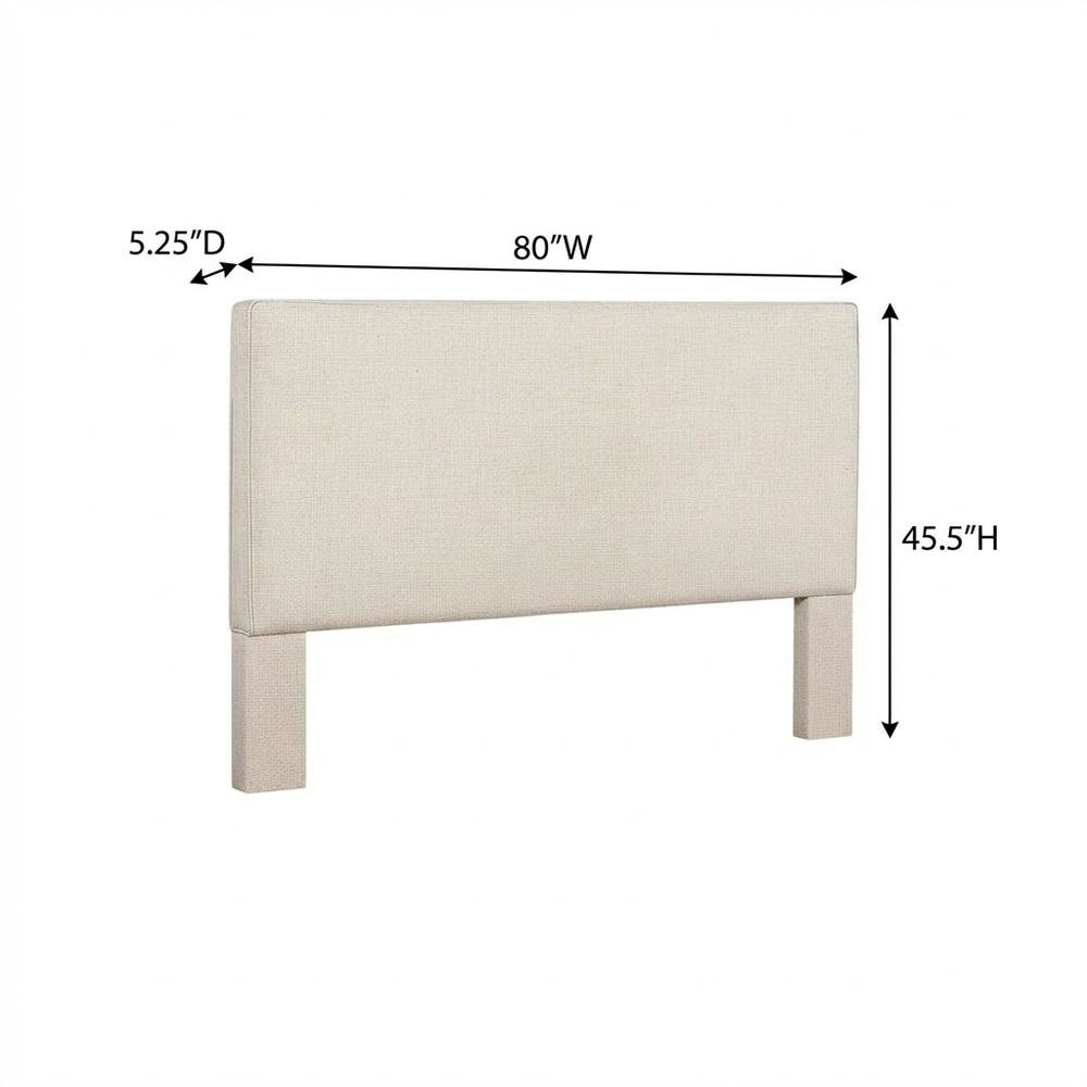 Ivory Upholstered King Panel Headboard, Polyester Fabric, Transitional Design