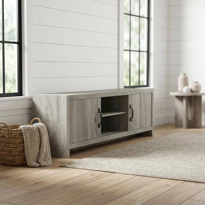 Grey Driftwood 2-Door TV Stand with Engineered Wood Construction