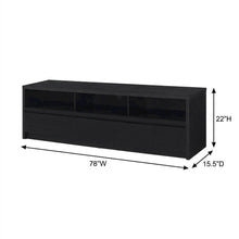 Black 78-Inch TV Stand with 3 Drawers and Contemporary Design