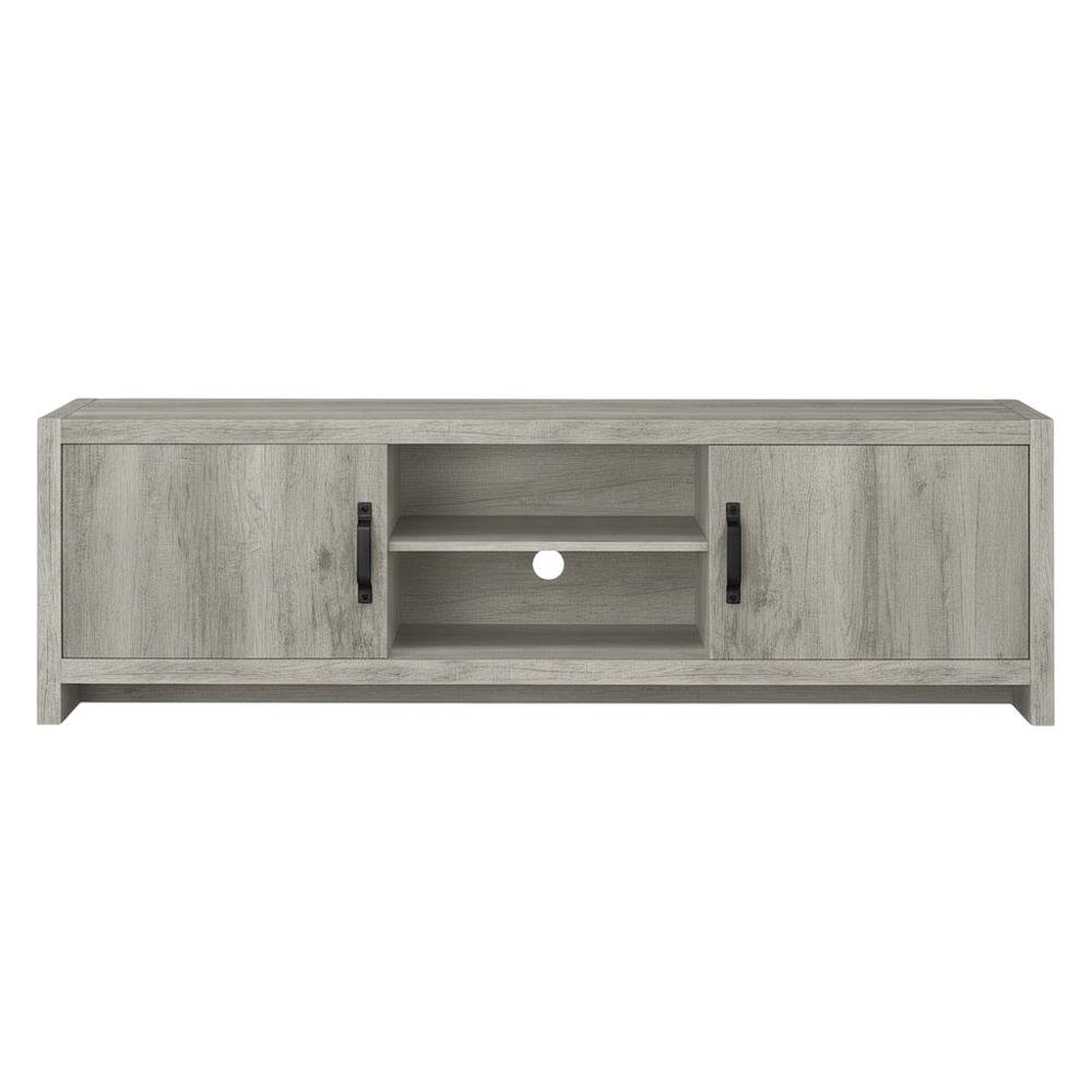 Grey Driftwood 2-Door TV Stand with Engineered Wood Construction
