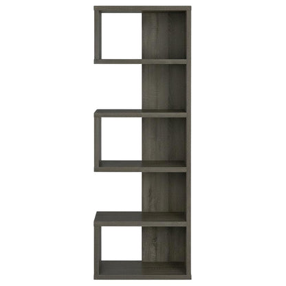Weathered Grey 5-Shelf Bookcase with Transitional Style and Safety Restraint