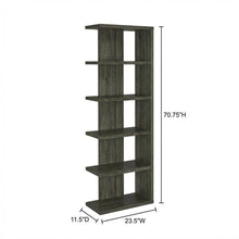 Weathered Grey 5-Shelf Bookshelf with Tipover Restraint and Transitional Style