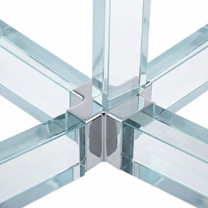 Clear Glass Top Acrylic Office Desk, Rectangular Design And Contemporary Style