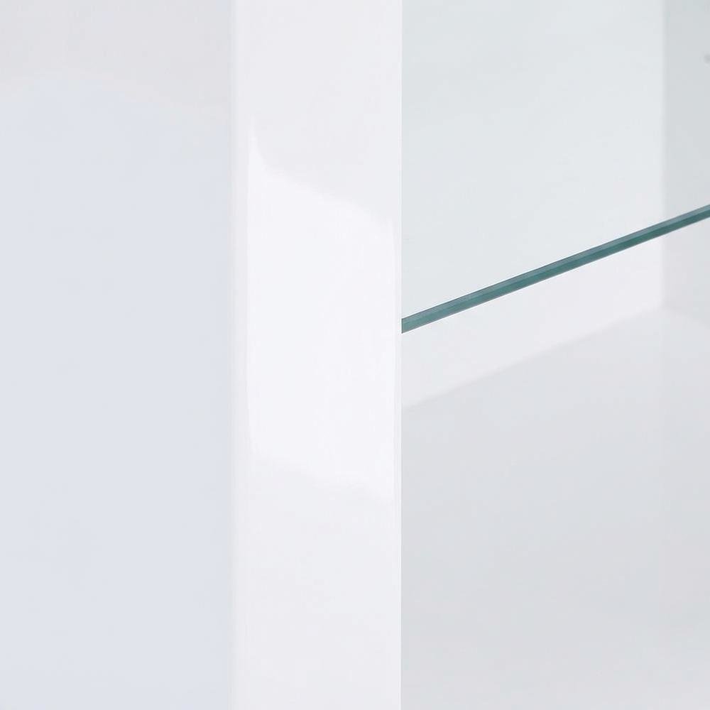 White High Gloss Media Tower With 3 Shelves, Contemporary Style