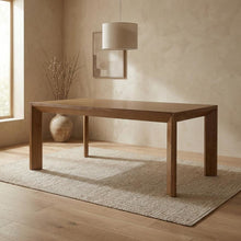 Natural Brown Rectangular Dining Table, Contemporary Wood, Seats 6