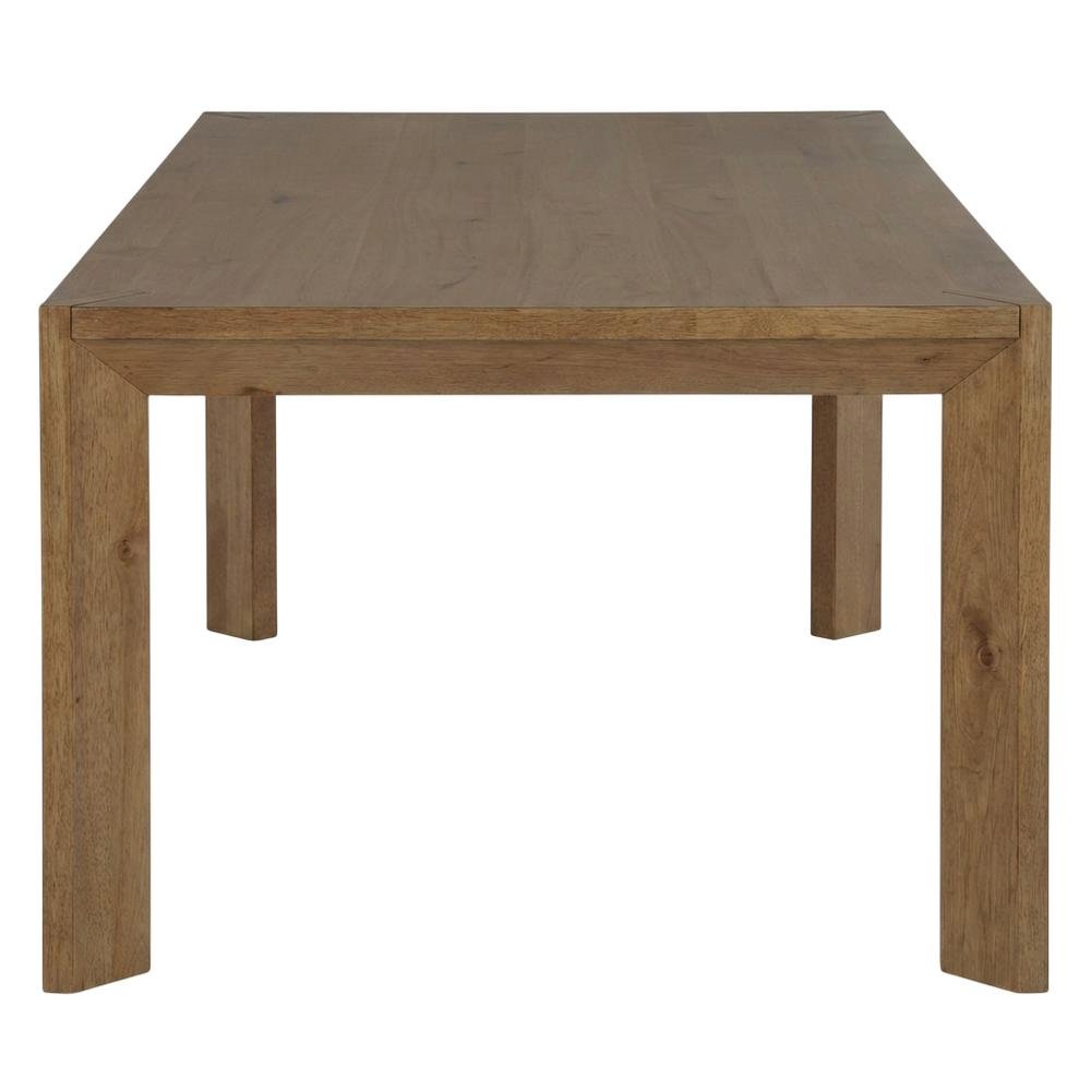 Natural Brown Rectangular Dining Table, Contemporary Wood, Seats 6
