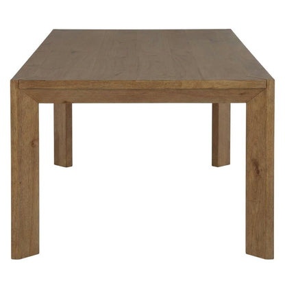 Natural Brown Rectangular Dining Table, Contemporary Wood, Seats 6