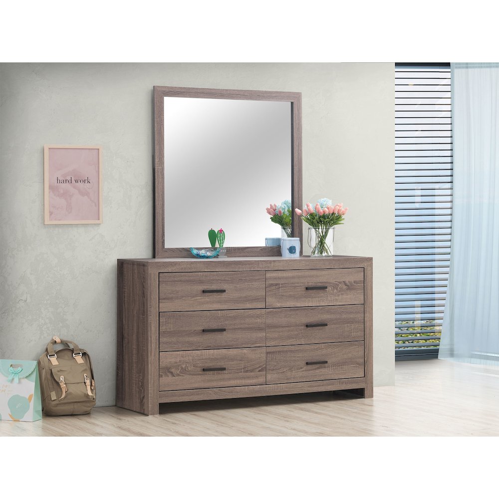 Brantford 6-drawer Dresser with Mirror Barrel Oak