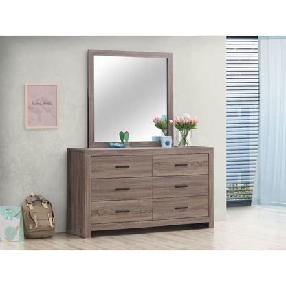 Brantford 6-drawer Dresser with Mirror Barrel Oak