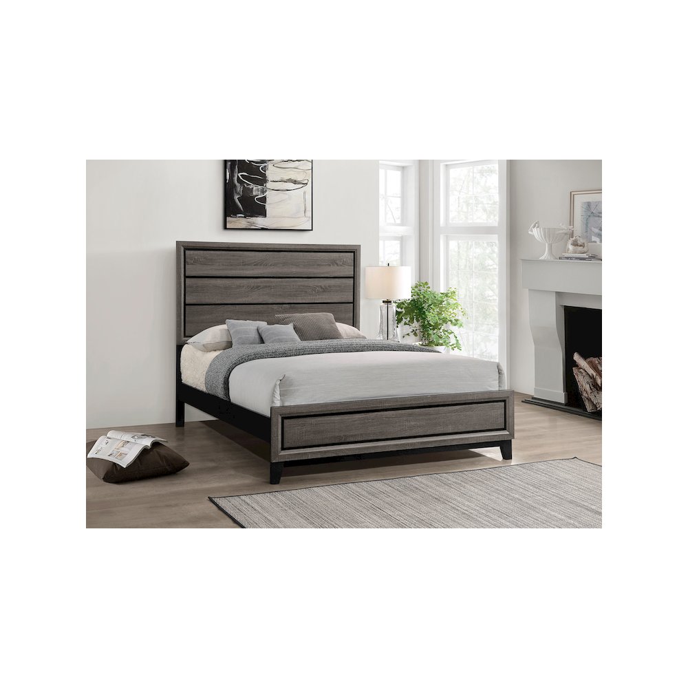 Watson Wood Queen Panel Bed Grey Oak
