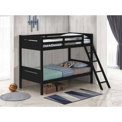 Littleton Wood Twin Over Twin Bunk Bed Black