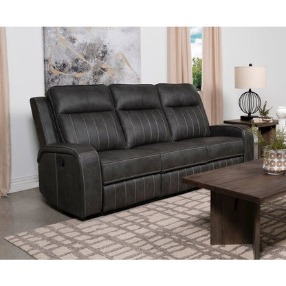 Raelynn Upholstered Track Arm Motion Sofa Grey