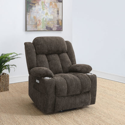 Houston Upholstered Power Lift Recliner Chair Dark Brown