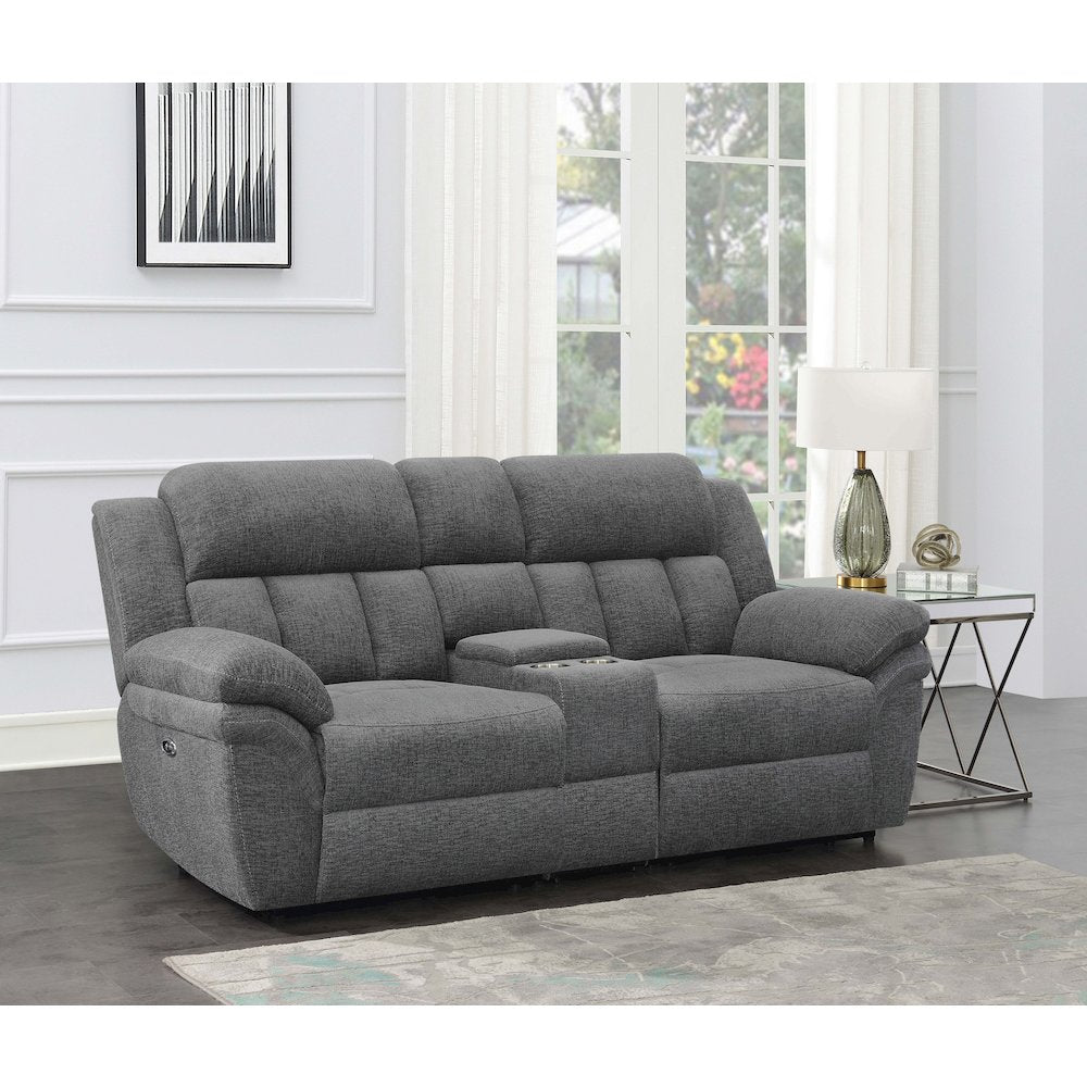 Bahrain Upholstered Power Loveseat Charcoal
