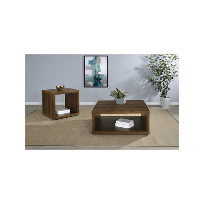 Frisco Square Engineered Wood Side End Table Dark Pine