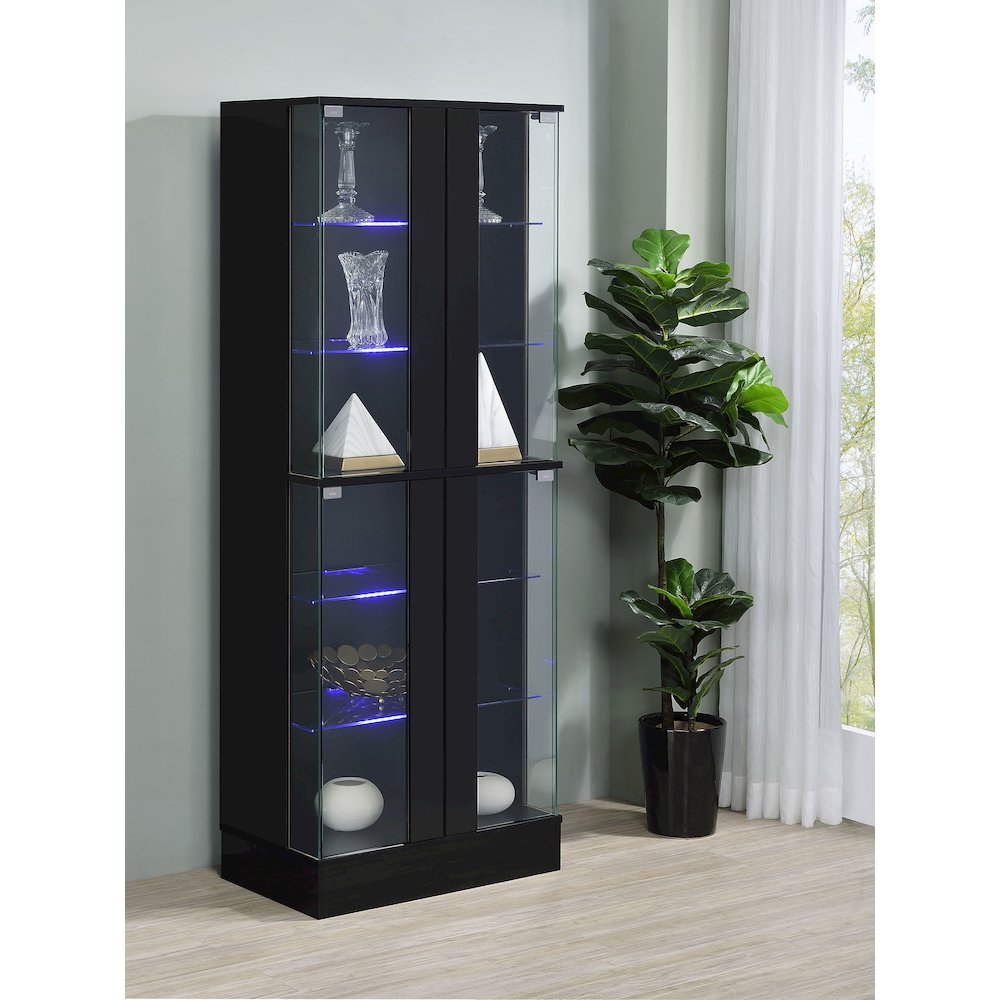Cabra 4-door LED Curio Display Cabinet Black High Gloss