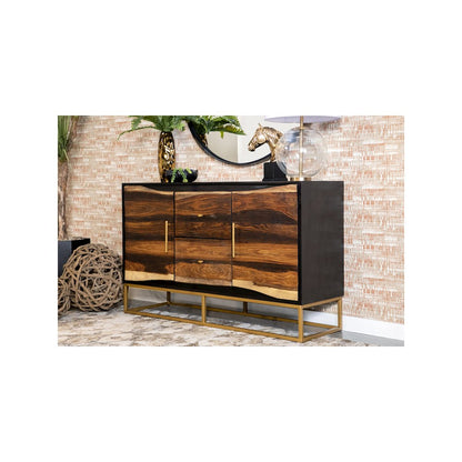 Zara 2-door 57" Wood Accent Storage Cabinet Black Walnut