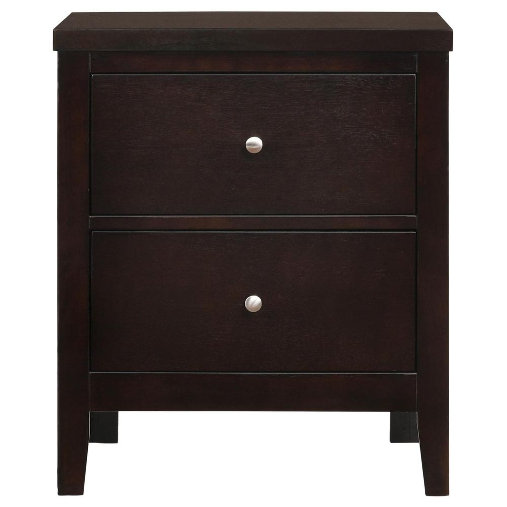 2-Drawer Rectangular Nightstand Cappuccino, Wood Nightstand with Drawers