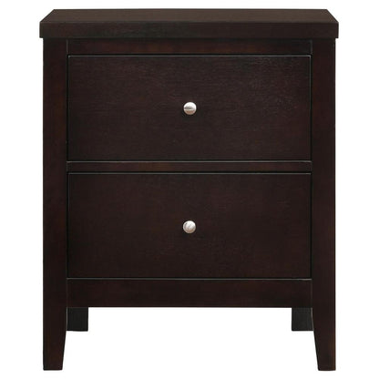 2-Drawer Rectangular Nightstand Cappuccino, Wood Nightstand with Drawers