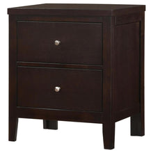 2-Drawer Rectangular Nightstand Cappuccino, Wood Nightstand with Drawers