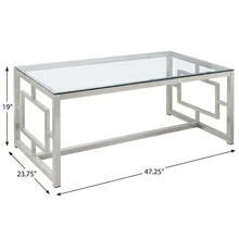 Rectangular Silver Coffee Table with Glass Top and Contemporary Design