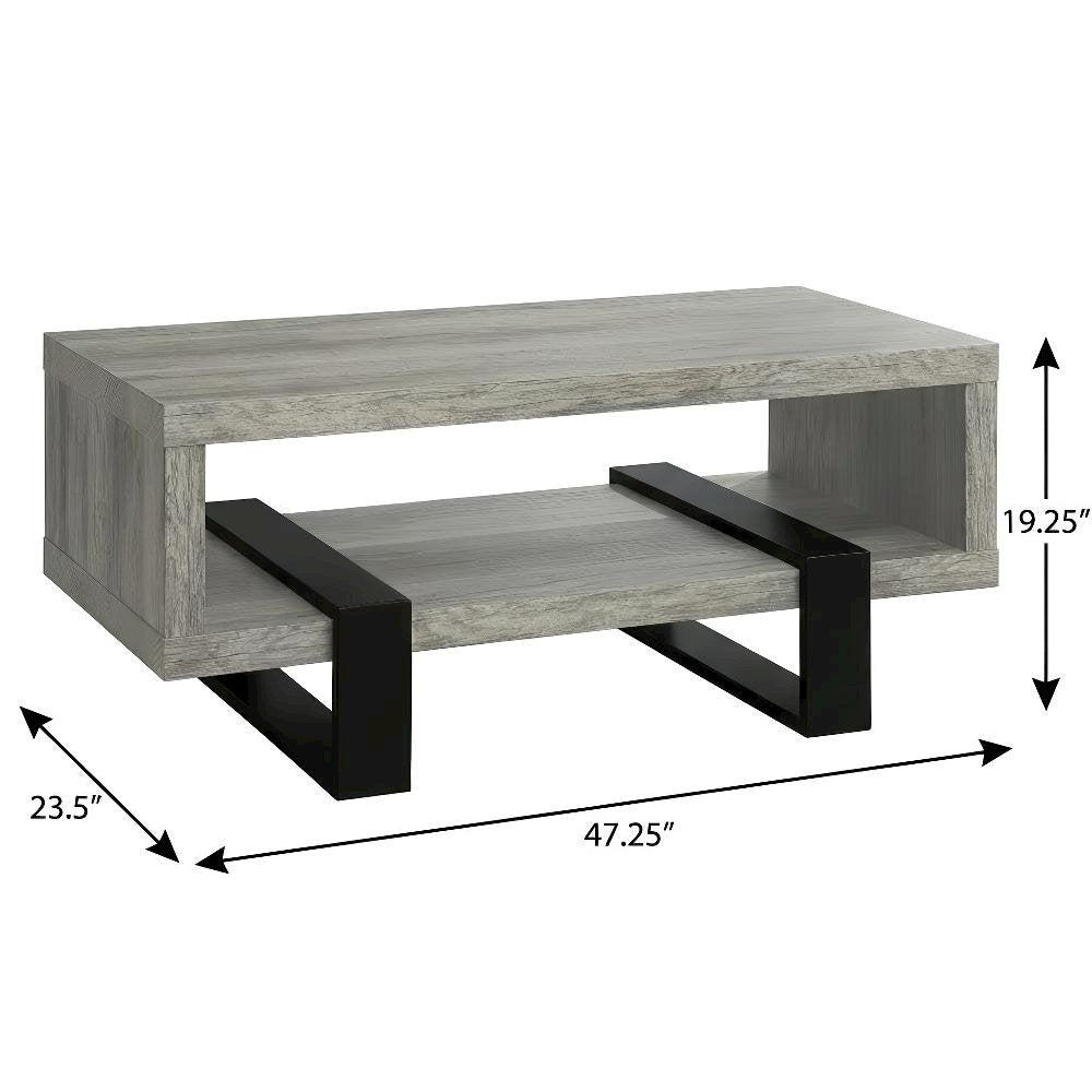 Grey Driftwood Rectangular Coffee Table Engineered Wood Contemporary Design