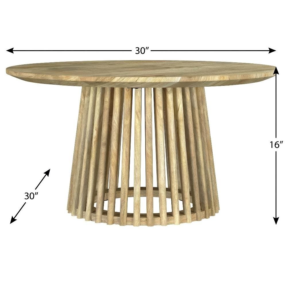Round Mango Solid Wood Coffee Table with Durable Finish and Sturdy Construction