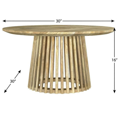 Round Mango Solid Wood Coffee Table with Durable Finish and Sturdy Construction