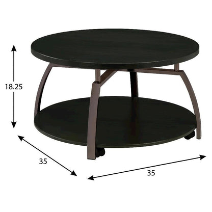 Round Dark Grey Coffee Table with Engineered Wood Top and Contemporary Design
