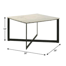 White and Black Square Marble Top Coffee Table with Contemporary Design