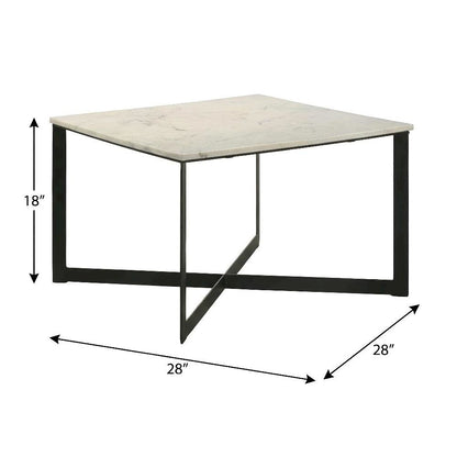 White and Black Square Marble Top Coffee Table with Contemporary Design