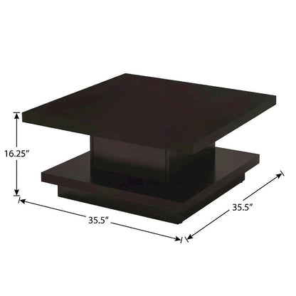 Cappuccino Square Engineered Wood Coffee Table Contemporary Design