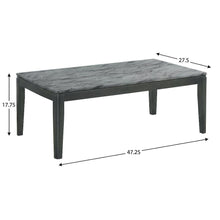 Grey Rectangular Faux Marble Coffee Table with Black Wood Finish