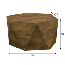 Hexagonal Solid Mango Wood Coffee Table Farmhouse Style