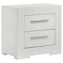 White Nightstand with Chrome Finish and Contemporary Style