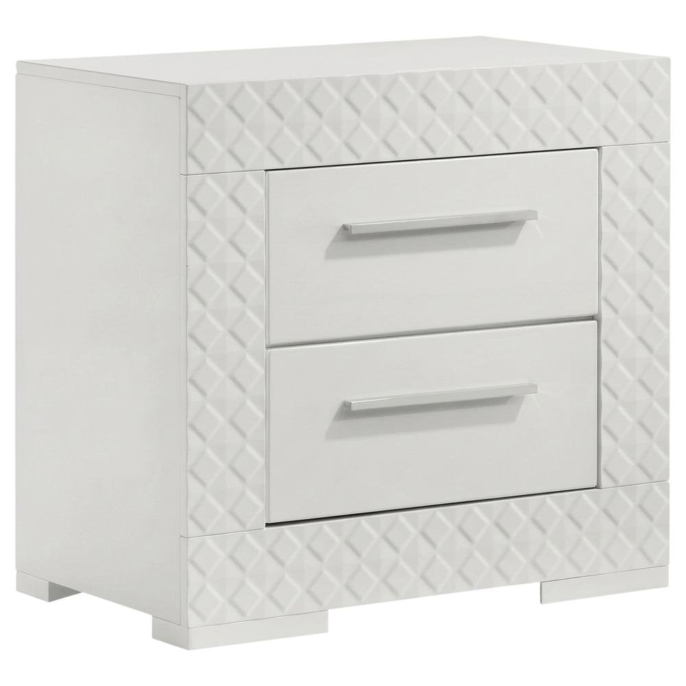 White Nightstand with Chrome Finish and Contemporary Style