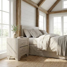 Rustic Cream Nightstand with 2 Drawers and Contemporary Style