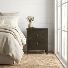 Dark Cocoa Nightstand with Transitional Style and Brushed Nickel Finish