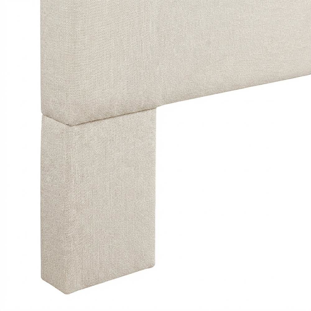 Ivory Upholstered Queen Full Panel Headboard, Polyester Fabric
