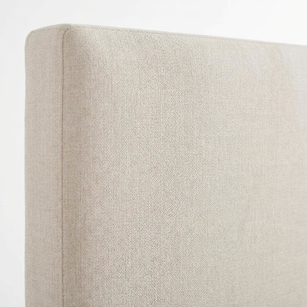 Ivory Upholstered King Panel Headboard, Polyester Fabric, Transitional Design
