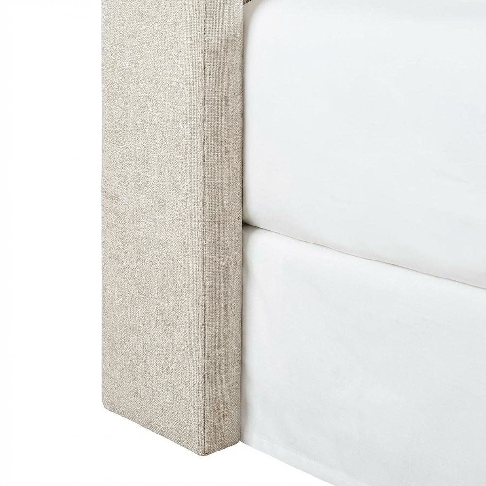 Ivory Upholstered King Panel Headboard, Polyester Fabric, Transitional Design