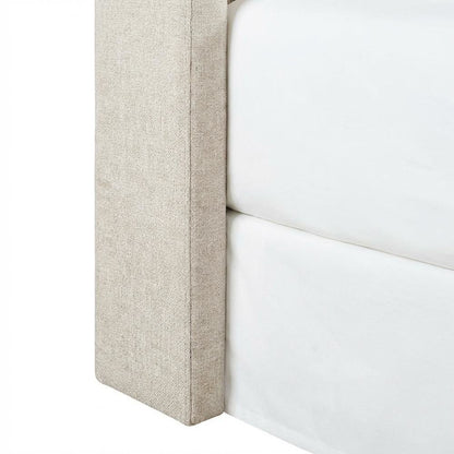 Ivory Upholstered King Panel Headboard, Polyester Fabric, Transitional Design