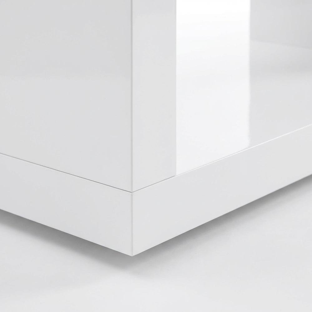 White high gloss engineered wood TV stand with 2 doors and contemporary design