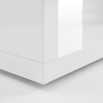 White high gloss engineered wood TV stand with 2 doors and contemporary design